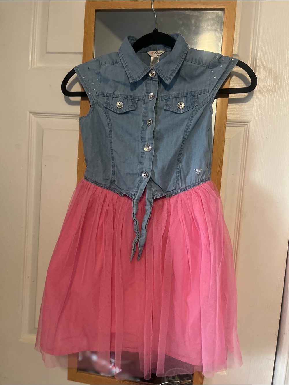 Size 8-10 Guess Dress with Pink Tulle Skirt Girls Summer Dress Size 8-10